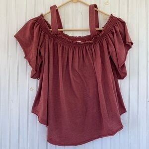 Free People We the Free Rust Red Fast Cane Halter Tank Top Oversized Size XS